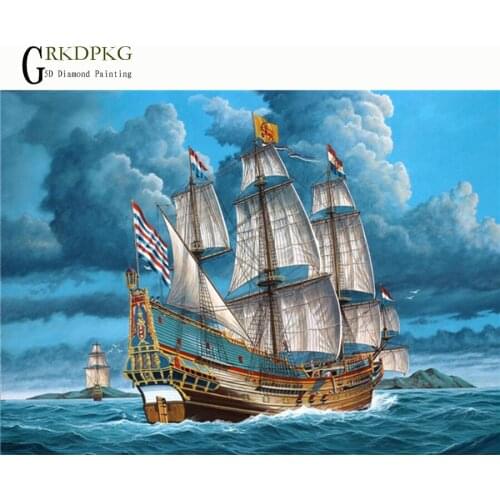 5d diy Diamond Painting Cross Stitch Pirate Ship Embroidery Diamond Mosaic Picture Rhinestones Craft Needlework home decoration
