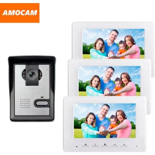 7 Inch Monitor Video Door Phone Intercom Doorbell Video Interphone doorphone Door bell System Surface mounting 1-Camera 3-Screen