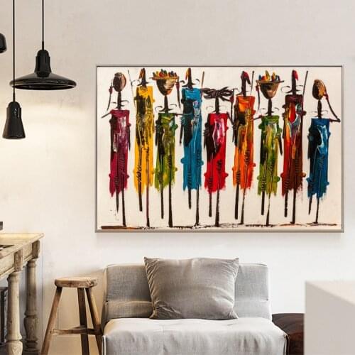 Abstract African Woman Oil Paintings on Canvas Posters and Prints Wall Art Portrait Pictures for Living Room Decor No Frame
