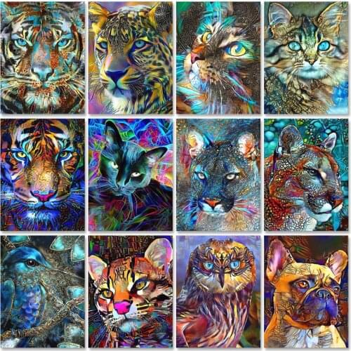 SDOYUNO Acrylic Paint By Numbers Colourful Animals Oil Painting By Numbers On Canvas 40x50cm Frameless DIY Home Decor Wall Art