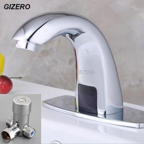 GIZERO Free Shipping New Hot & Cold Automatic Hands Touch Free Sensor Faucet Bathroom Mixer Tap Bathroom faucet Brass ZR6101M