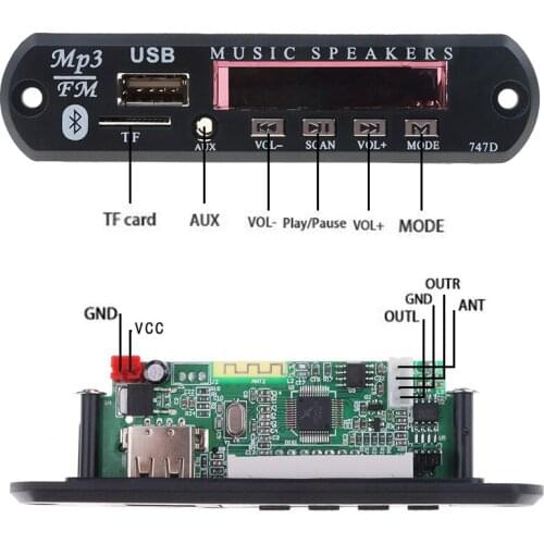 Wireless Bluetooth Audio Decoder Board Module MP3 Player LED MP3 decoder board FM AUX 12V USB TF FM Radio