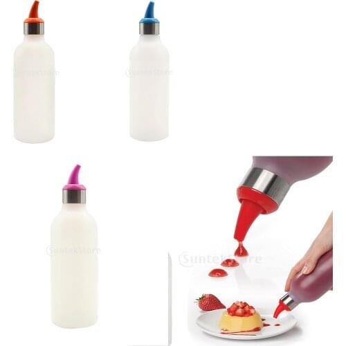 450ml Squeeze Bottle - Condiment Dispenser Ketchup Mustard Sauce Container Orange,Rosy Red,Blue
