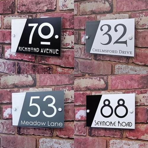 DIY House Number Apartment number Exterior house numbers House Number Sign Name Plate address plate modern glass desk
