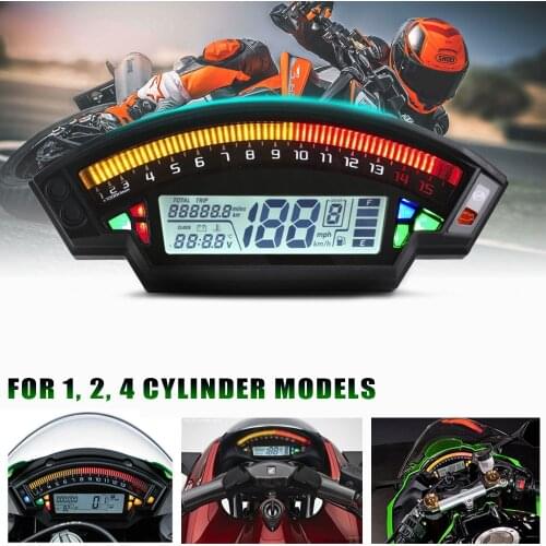 For 1,2,4 Cylinders moto Meter 14000RPM 6 Gear 199km/h Backlight Odometer Universal Motorcycle LCD TFT Digital Speedometer