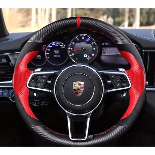 For Porsche Cayenne Macan panamera 718 macan 911 DIY leather interior special steering wheel cover car accessories