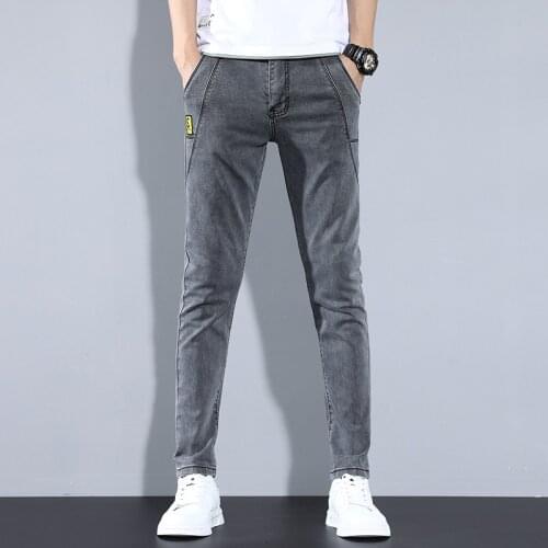 Trendy Skinny Jeans for Men 2021 High Quality Clothes Casual Male Casual Denim Pants Straight Slim Fit Dark Grey Mens Trousers