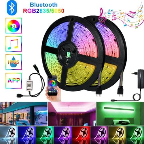 5050 LED Strips Lights 5M 10M SMD 2835 RGB DC 12V Flexible Lamp Tape Led Strip Ribbon With Phone Bluetooth APP For Christmas