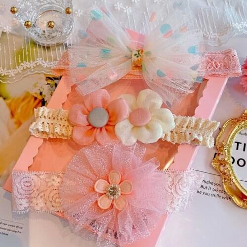 3Pcs Baby Girl Headbands Lace Flower Elastic Kids Girl Hairband Headband Hair Accessories For Girls Lattice Bows Infant Turban