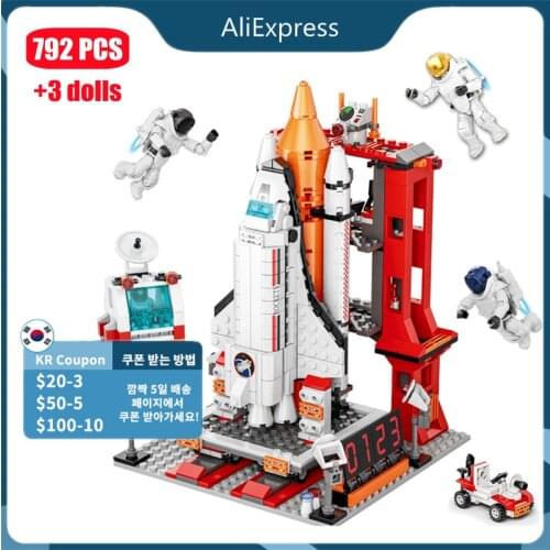 792PCS City Aerospace Rocket Launch Center Architecture Building Blocks Model Astronaut Ideas Figures Bricks STEM Toy For Kids