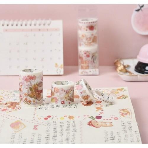 Creative Cute ”Cat and mouse“ Washi Tape Set Diary DIY Adhesive Masking Tape Scrapbooking Stickers Stationary Supplies 024090