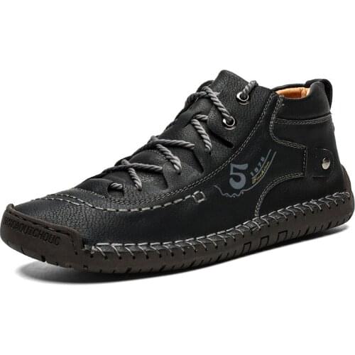 Fashion Men Shoes Sneakers Medium-cut Boots Male Leather Soft Handmade Ankle Boots Outdoor Casual Shoes Frosty Boots Large Size