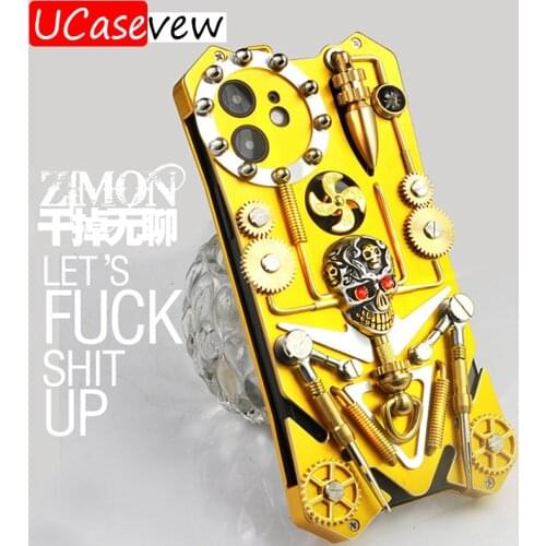 Gothic Skull Toy Steampunk Mechanical Gear Metal Phone Case For iPhone 12 11 Pro Max Cover Gold Case For XS XR 8 7 6 Plus 2020SE
