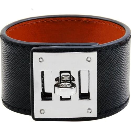 Fashion Punk Wide Women Leather Bracelets Trendy Charm Man Bracelets Bangles Cuff Chain Bangles Jewelry Hot Sale Wholesale