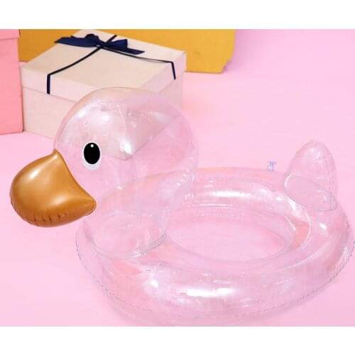 Cartoon Baby Swimming Ring Transparent Inflatable Duck Shaped Water Swimming Seat for Pool Summer Kids &T8