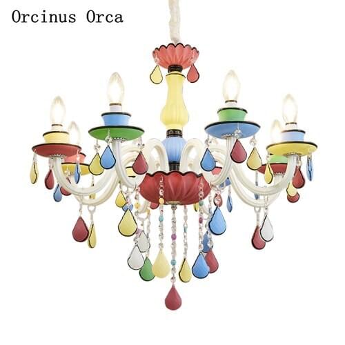 New American Creative Colorful Crystal Chandelier Girls Bedroom Princesss Room Childrens Room Lamp Cartoon Candy Chandelier
