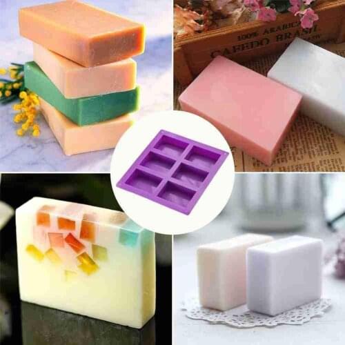 New 6-Cavity Rectangle Soap Mold Silicone Craft DIY Cake Soap Form Mold Tools Tray 3D Mould Baking Homemade Plain Making V3Q0