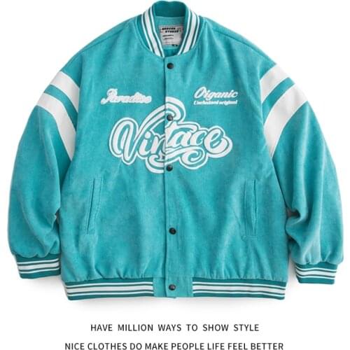 New Arrival Autumn And Spring Corduroy Letter Print Oversize Womens Baseball Bomber Varsity Jacket Unisex Mens Stadium Shirt