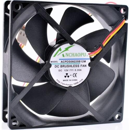 Brand new original DS09225B12M 9cm 9025 92x92x25mm 12V 0.35A 3 lines 3pin double ball large air volume cooling fan