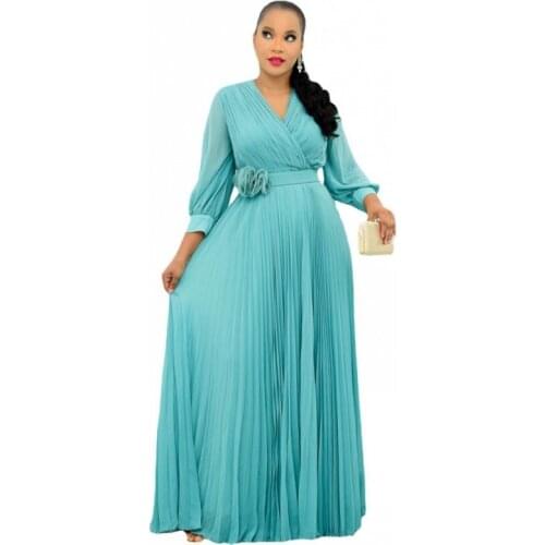Autumn Summer Pleated Maxi Dresses 2021 Africa Clothing African Dresses For Women Muslim Long Dress High Quality Fashion Dress
