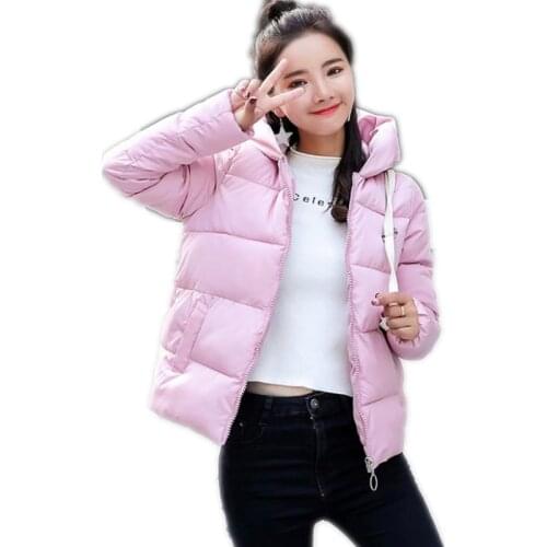 2018New Sweet Women Short Parkas Female Down Cotton Jacket Women Slim Hooded Padded Casual Outerwear Down Jacket Mujer Top Q689