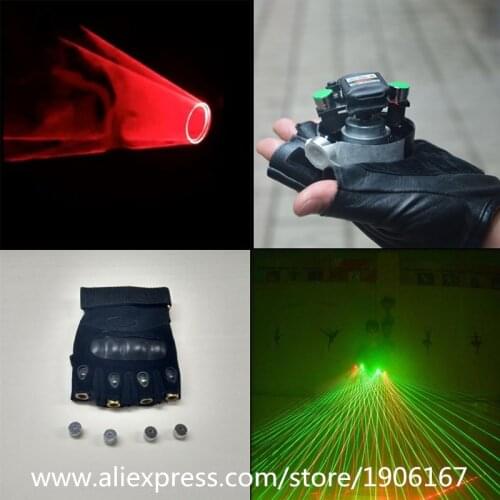 Hot Sale Red Swril Led Laser Gloves With 2 Pcs Green And 4 Pcs Red Lasers Dancing DJ Club Party Swirl Laser Man Show Gloves