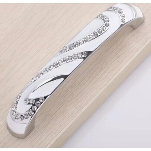 3.8"High-grade crystal diamond handle European palace noble funiture handle Modern wardrobe knobs drawer cabinet door pulls 96mm