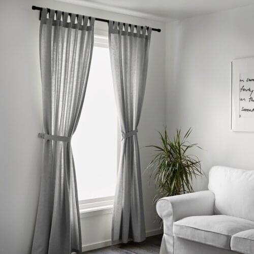 Gray curtain with lace up 2 simple modern 1.45x2.5m modern living room curtain, bedroom curtain, window treatment curtain, solid