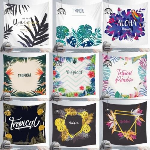 Nordic Tapestry Green Leaves Plant Wall Hanging Cloth Sunflower Pineapple Wall Art Carpet Tapesties Living Room Decor