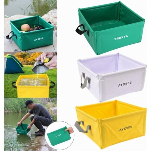 15L Foldable Basin Travel Camping Washbasin Fishing Folding Bucket Portable Foot Bath Bucket Water Container Storage Carrier Bag