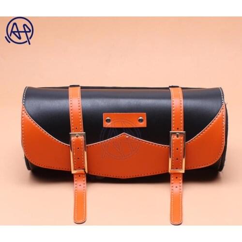 New Motorbike Orange+Black Front Forks Tool Bag Luggage SaddleBag Universal for motorcycle Custom Harley Honda Yamaha