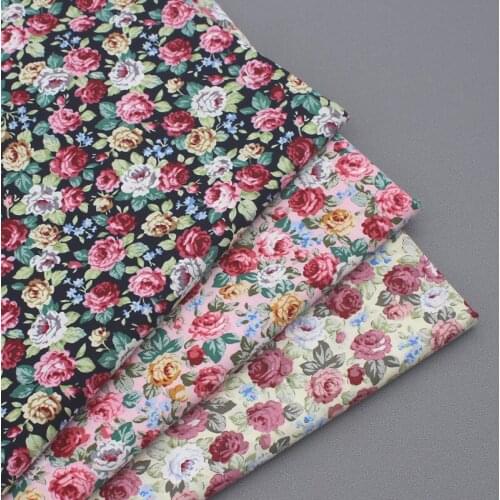 145x50cm Pure Cotton Poplin Floral Pastoral Style Print Fabric, Making Shirt Dress Clothing Handmade DIY Cloth