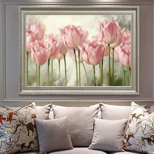 Needlework,DIY Printed Patterns The tulip Cross Stitch,Sets For Embroidery Kit Full Chinas wind Simple European Cross-Stitching