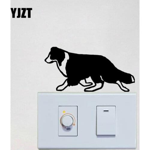 YJZT Border Collie Wall Switch Sticker Vinyl Decal Cartoon Animal Dog Home Decoration S19-0686