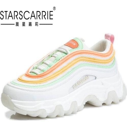 Suction bottom daddy shoes spring 2021 new thick-soled high sneaker women running breathable casual shoes trend