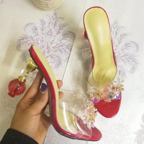 Chic Women Shoes Sandalia Feminina Transparent Pvc Women Slipper Chaussures Femme Stylish Heel Women Slides Zapatos De Mujer
