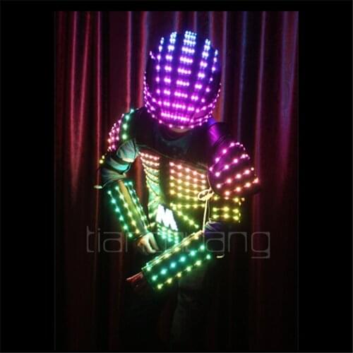 TC-102 Full color Men robot suit stage club dance costume led bar disco RGB wear ballroom programmable clothe LED colorful light