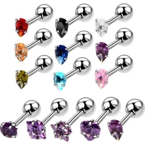 1PC 5 Style Earrings Sexy Small Crystals Zircon Ball Colorful Screw Stud Earrings For Women Girls Kids Piercing Jewelry