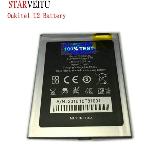 100% Original new Oukitel U2 Battery 2050mAh Backup Battery Replacement For Oukitel U2 Mobile Phone