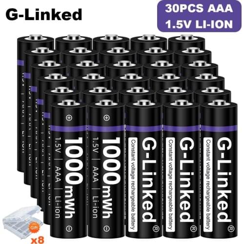 G-Linked 30PCS 1.5V AAA Rechargeable Lithium Battery 1000mWh Constant Voltage li ion Li-ion Rechargeable AAA Battery for Toys