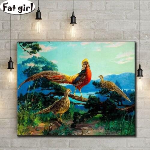 5D Natural Scenery DIY Diamond Painting Cross Stitch Phoenix Bird Embroidery Rhinestone Needlework Decoration Square Round Drill