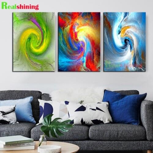 5d complete Full Square round Diamond Painting Triptych diamond embroidery Abstract Colorful Wave Picture Of Rhinestones N1738