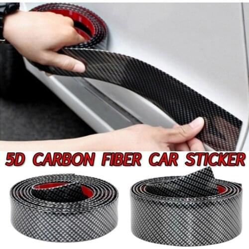 5D Carbon Fiber Car Sticker DIY Paste Protector Strip Auto Door Sill Side Mirror Anti Scratch Tape Protect Film 2.5M