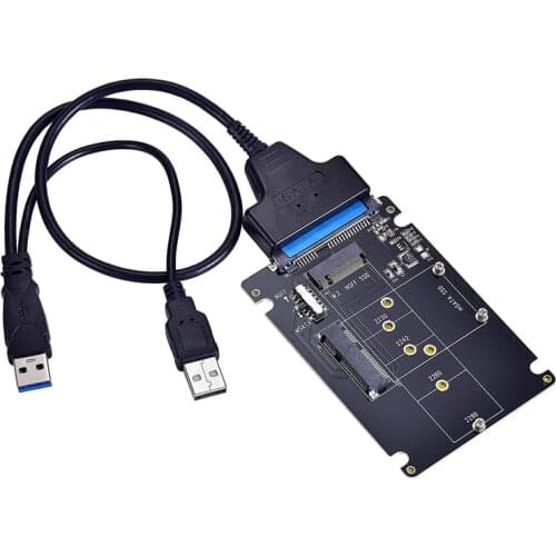 M.2 NGFF or MSATA to USB or SATA 3.0 Adapter, 2-in-1 NGFF or MSATA Converter Reader Card with 2.5 Inch SATA Cable