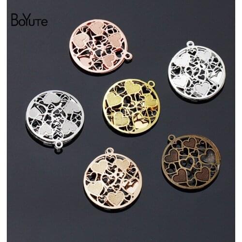 BoYuTe (10 Pieces/Lot) Metal Brass Hollow out Necklace Pendant 18*20MM Heart Pendant Diy Handmade Jewelry Accessories