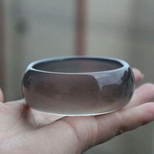 Natural Gray-purple agate chalcedony bracelet Ice Spraying Ocean Womens Cherry Blossom Agate Jade Bracelet jade bracelet