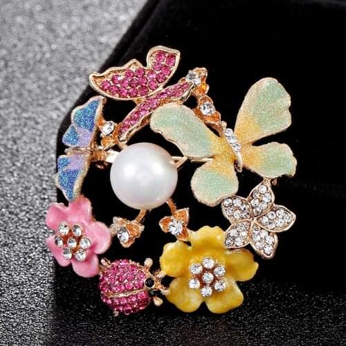 Zlxgirl Beautiful Butterfly Brooch Pin For Women bags Accessories Colroful Enamel Flower Brooches bouquet Womens Bridal jewelry