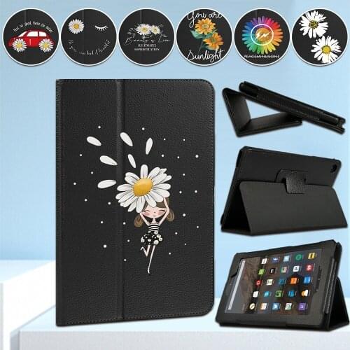 Tablet Case for Amazon Fire 7 HD 10 (5th/7th/9th Gen) /HD 8(6th/7th/8th Gen) Back Suppor Protective Case Daisy Pattern Series