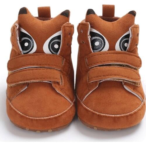 Winter Autumn Baby Warm Shoes Kid Boys Girls Fox Head Lace Cotton Cloth First Walker Anti-slip Soft Sole Toddler Sneaker