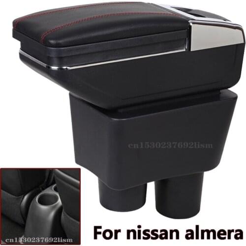 For Nissan Almera Versa Rotatable Armrest Box Central Store Content Storage Latio Box ashtray Car Styling decoration accessories